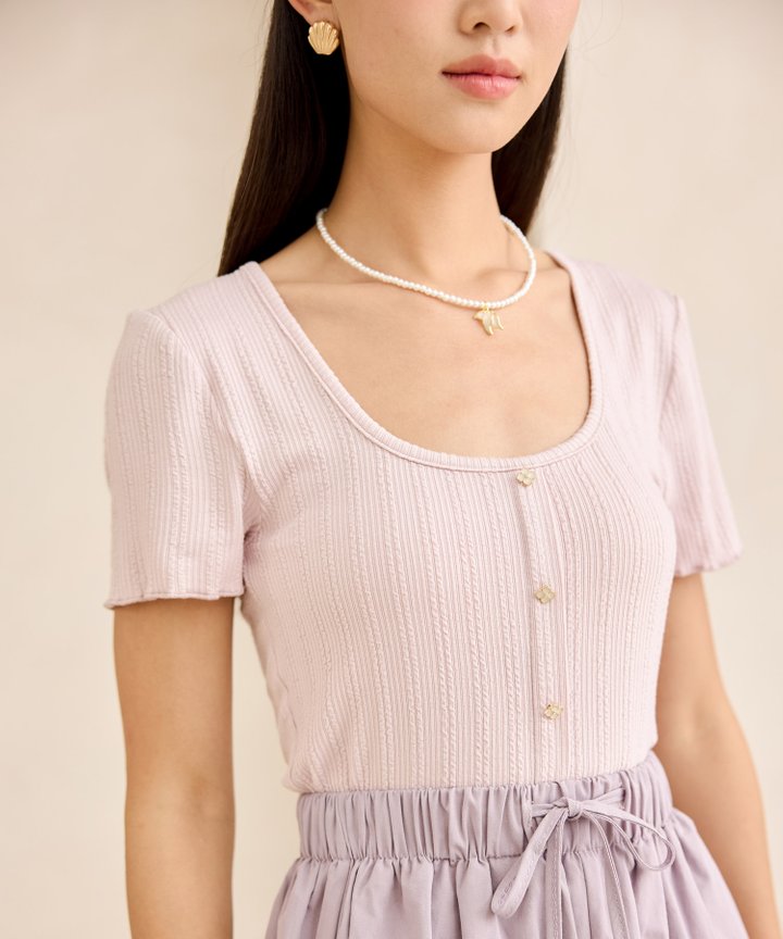 Jasmine Clover Button Top - Dream Lilac
