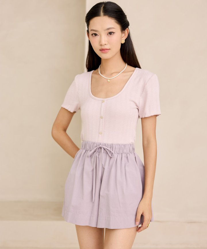 Jasmine Clover Button Top - Dream Lilac