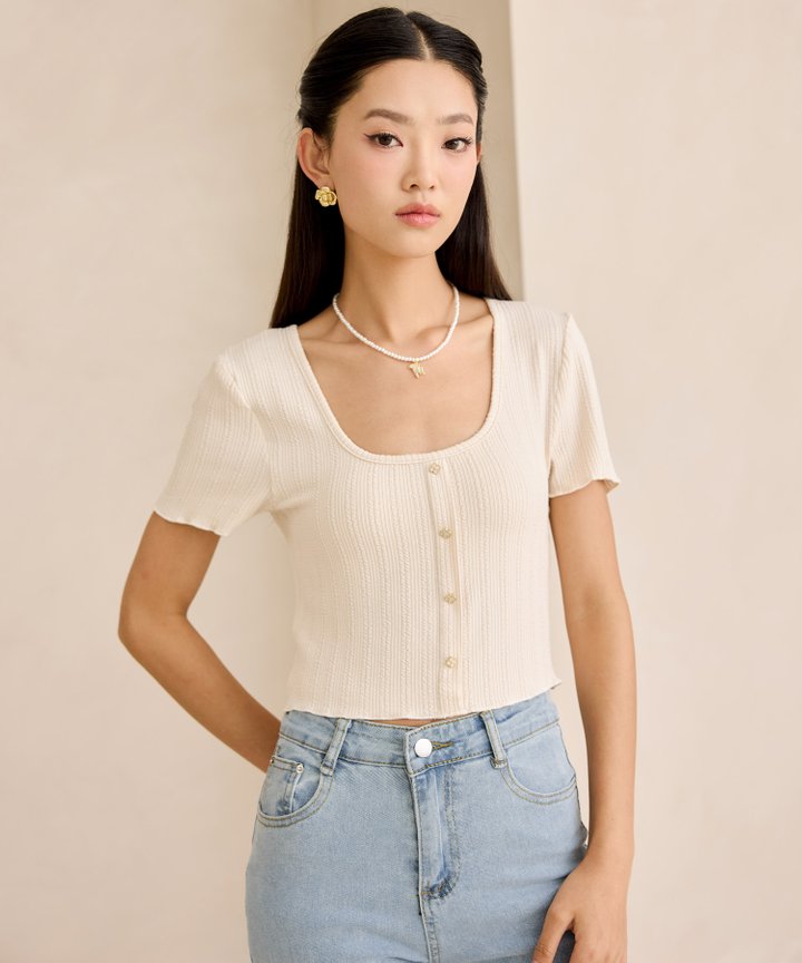 Jasmine Clover Button Top - Off-White
