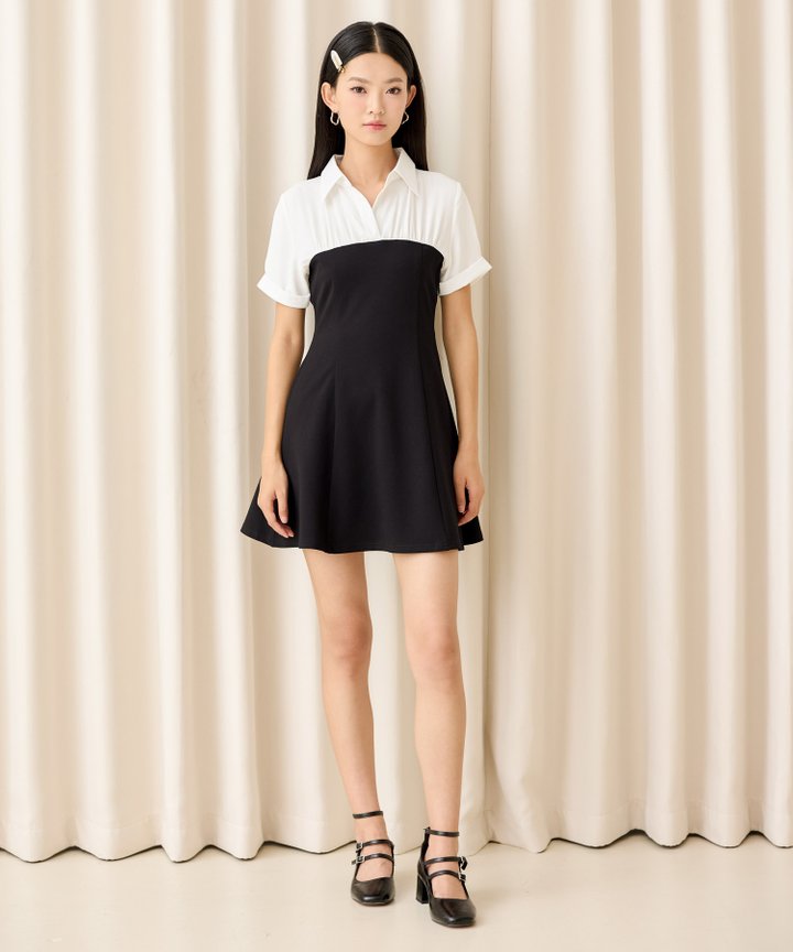 London Contrast Shirtdress - Black