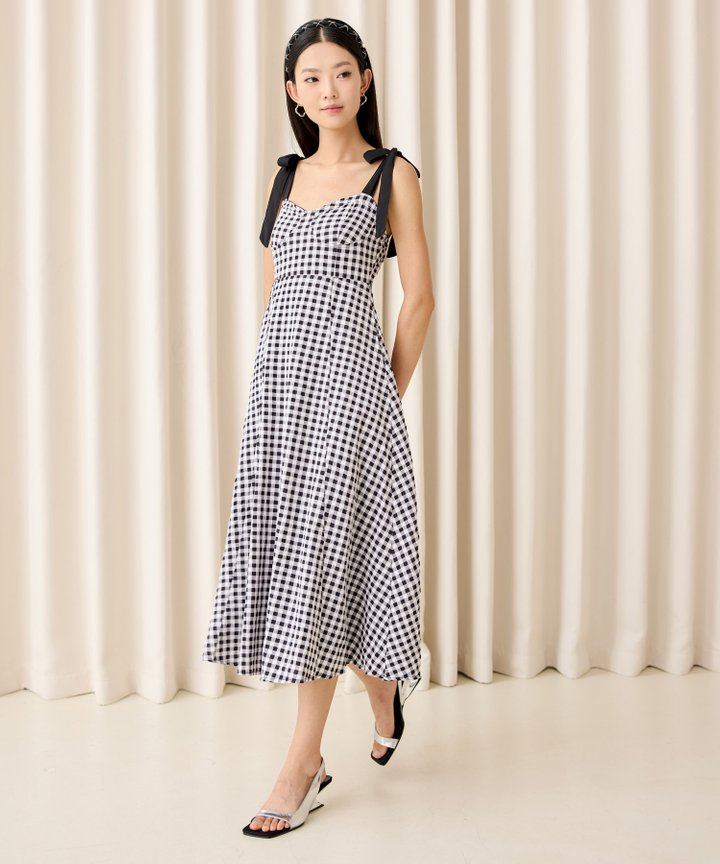 Maxine Gingham Midaxi - Black