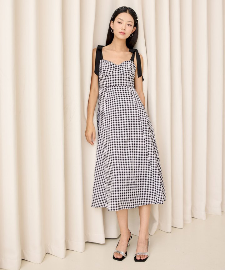 Maxine Gingham Midaxi - Black
