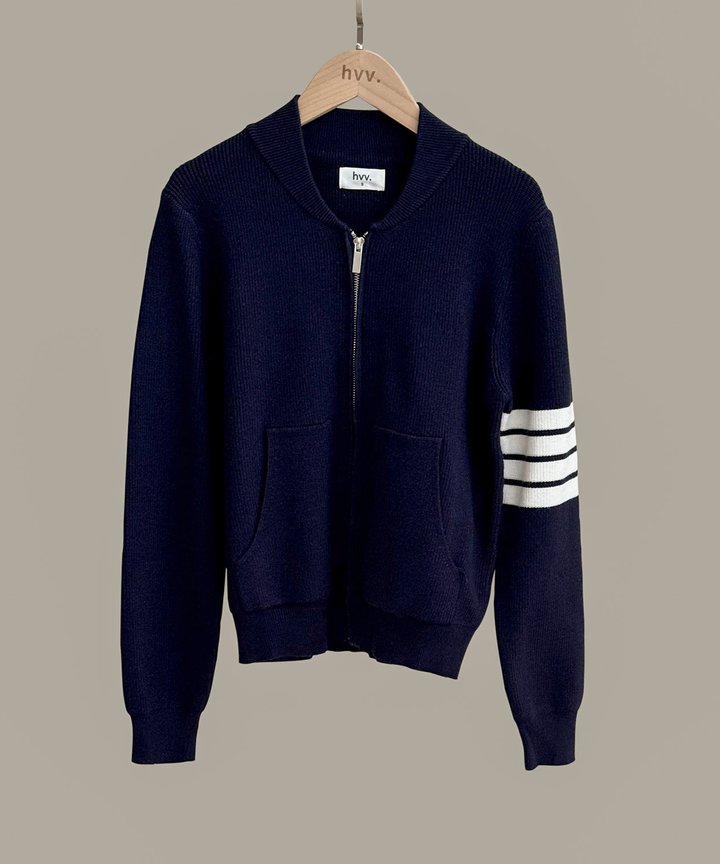 Moda Zip Up Cardigan - Navy