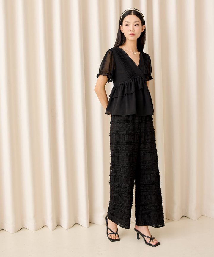 Morocco Textured Pants - Black