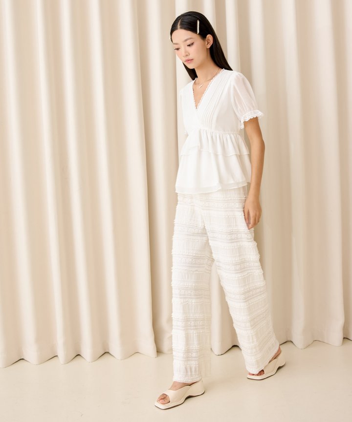 Morocco Textured Pants - White
