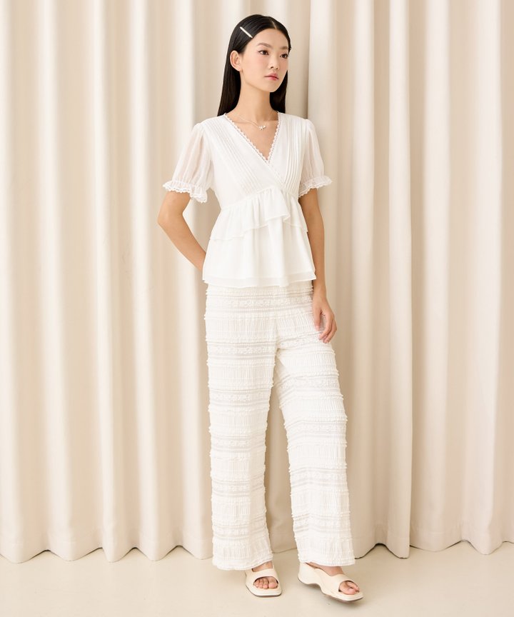 Morocco Textured Pants - White