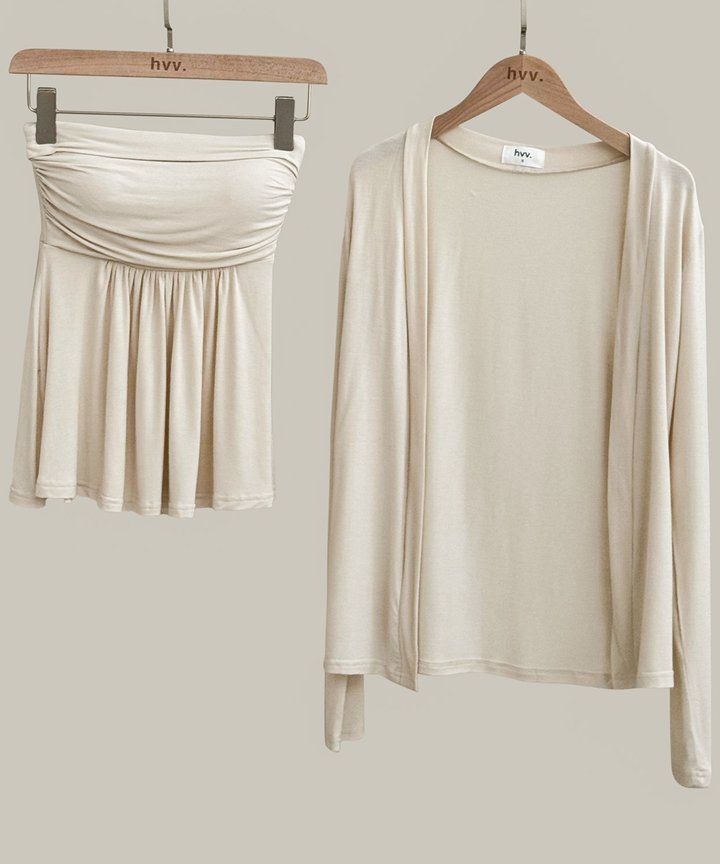 Nola Babydoll & Cardi Set - Crème