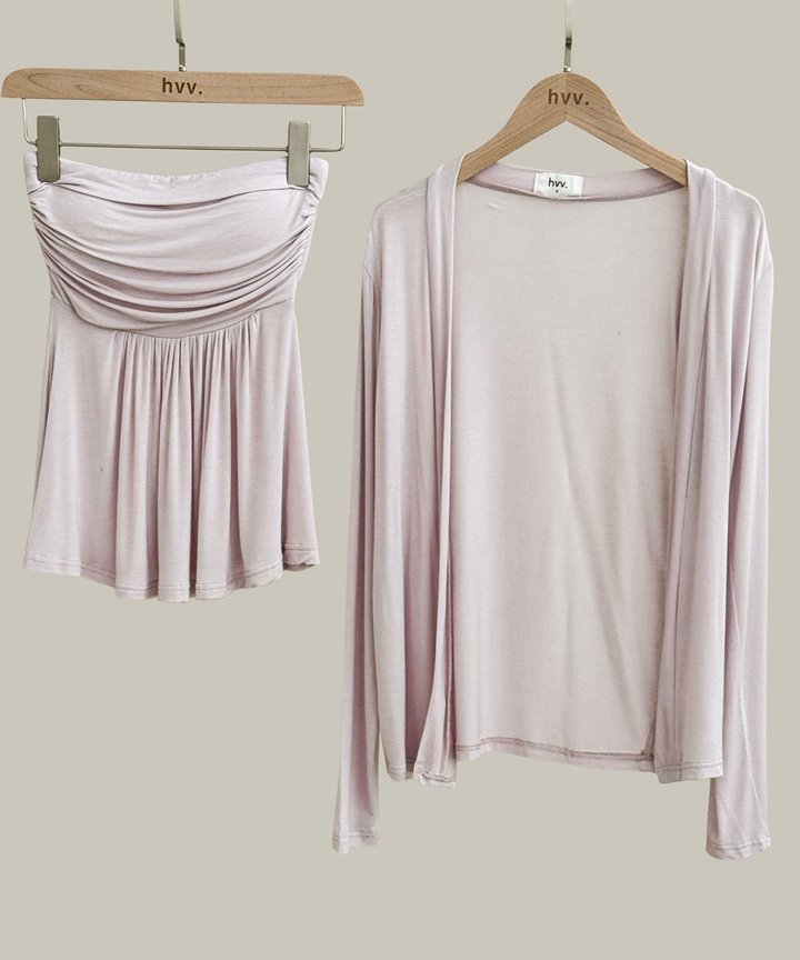 Nola Babydoll & Cardi Set - Lavender