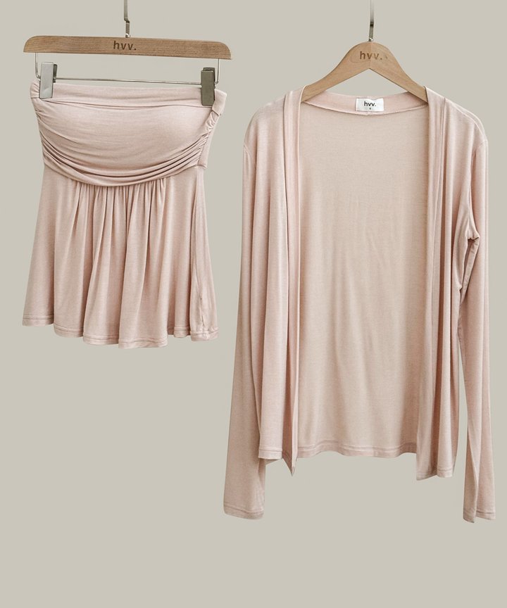 Nola Babydoll & Cardi Set - Pink