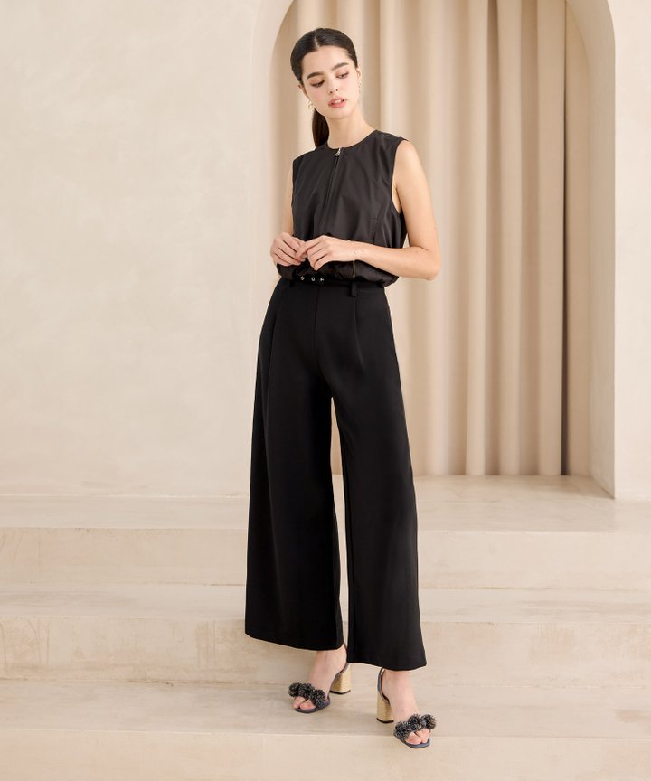 Carmine Belted Pants - Black