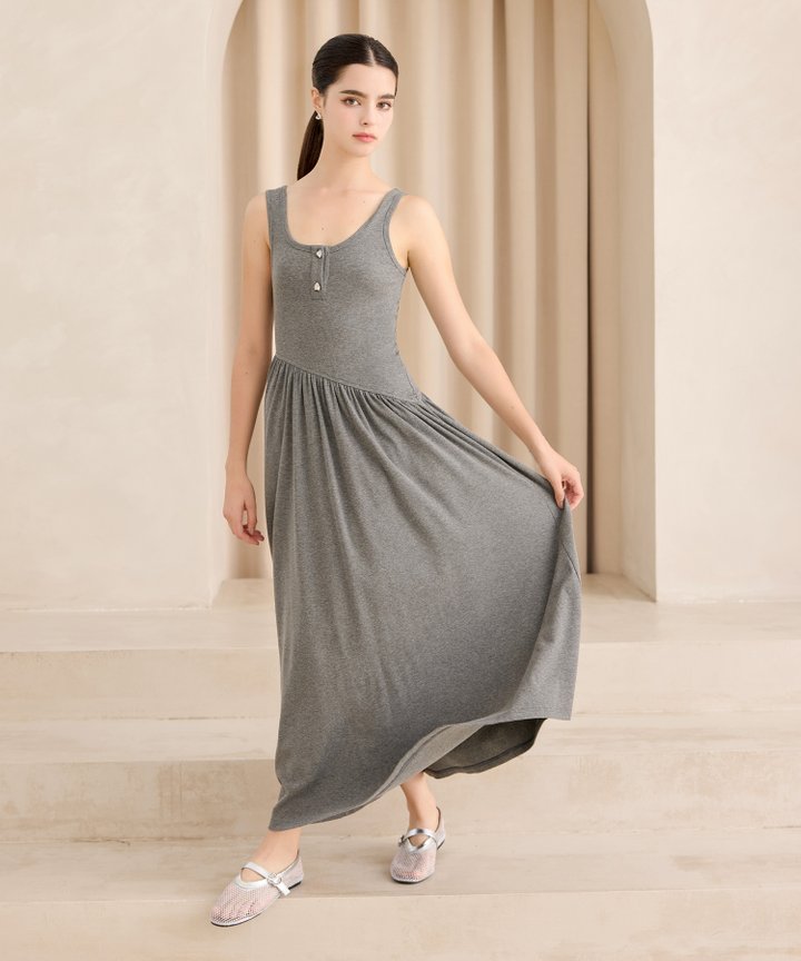 Cierra Asymmetrical Midaxi - Dark Grey