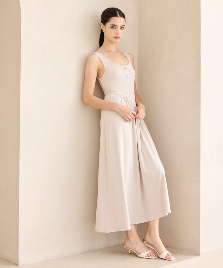 Cierra Asymmetrical Midaxi - Light Grey