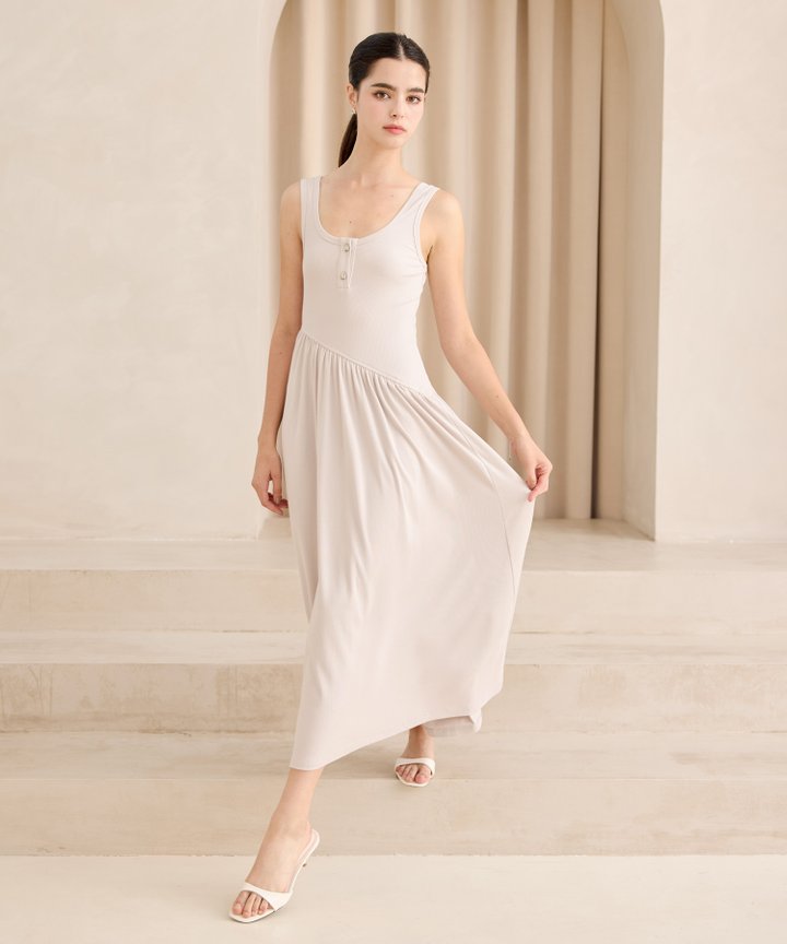 Cierra Asymmetrical Midaxi - Light Grey