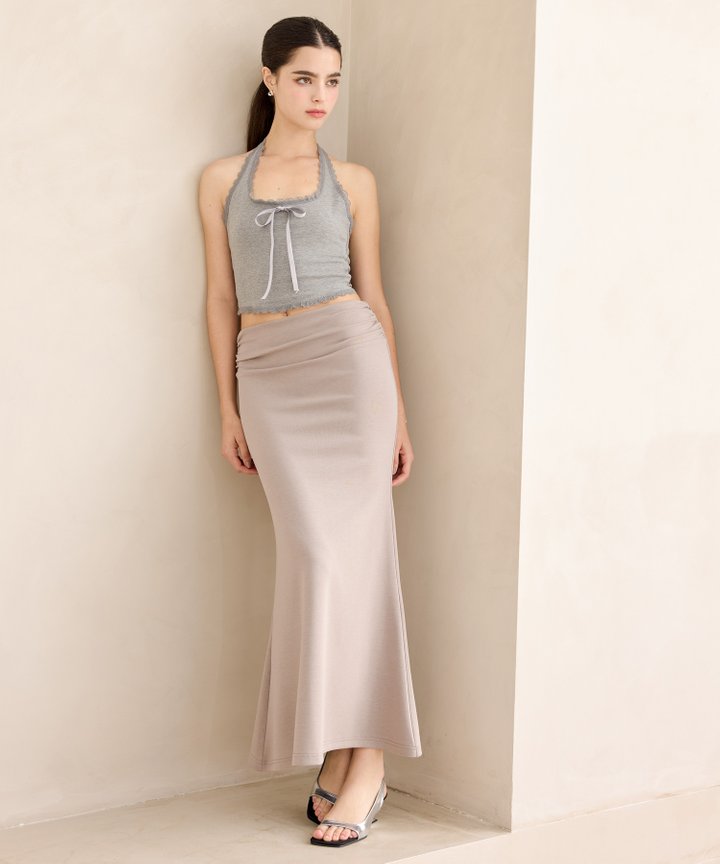 Destiny Mermaid Hem Skirt - Stone Grey