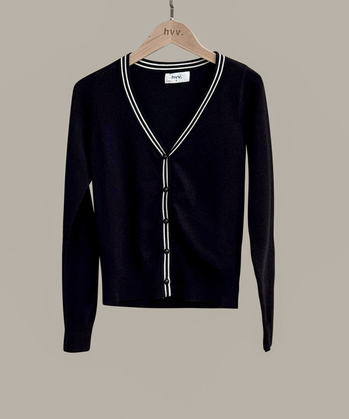 Lexi Contrast Cardigan - Black