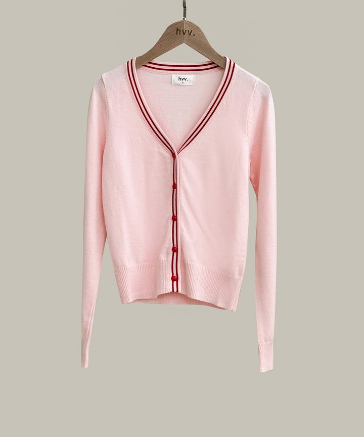 Lexi Contrast Cardigan - Pink