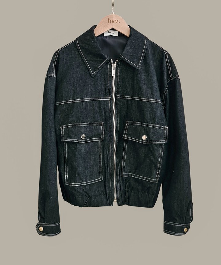 *PO* Martini Contrast Stitch Jacket - Black