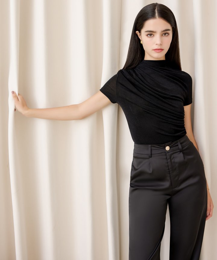 Aveline Ruched Top - Black