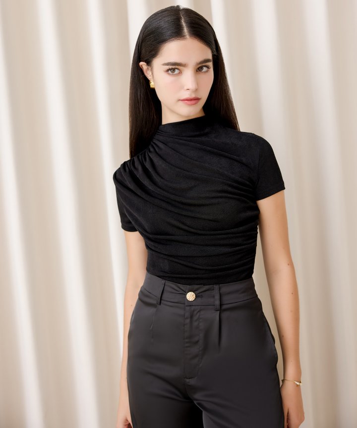 Aveline Ruched Top - Black