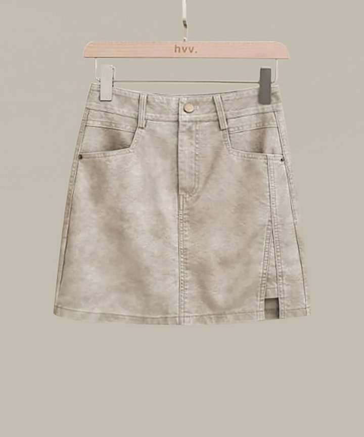 Bonnie Pleather Skorts - Greige