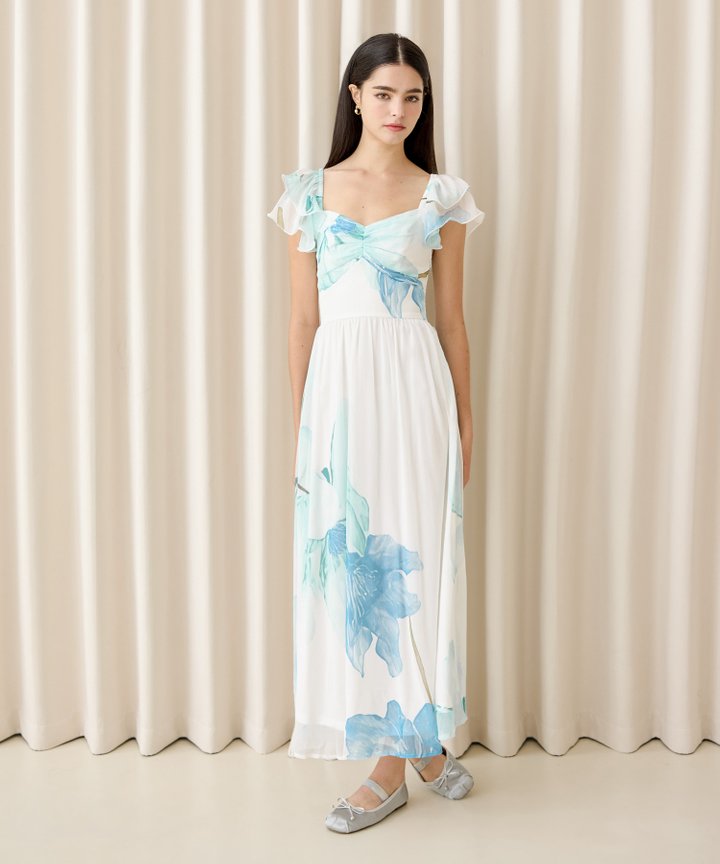 Delfine Floral Maxi - Blue