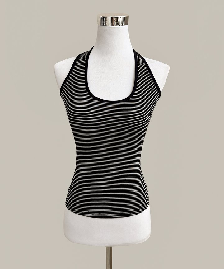 Duma Striped Halter Top - Black