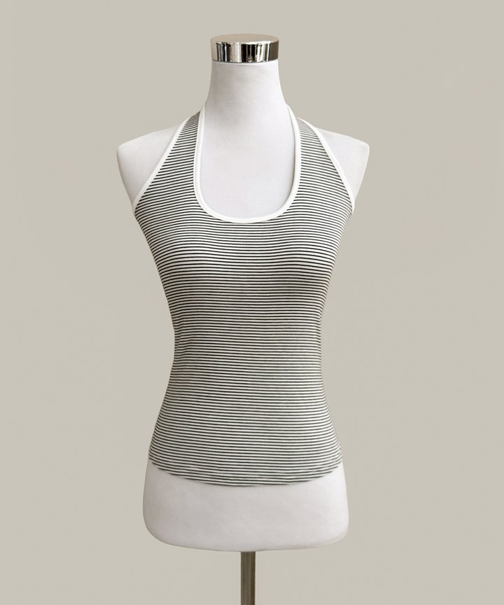Duma Striped Halter Top - White