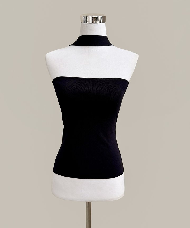 Kasia Knit Halter Top - Black