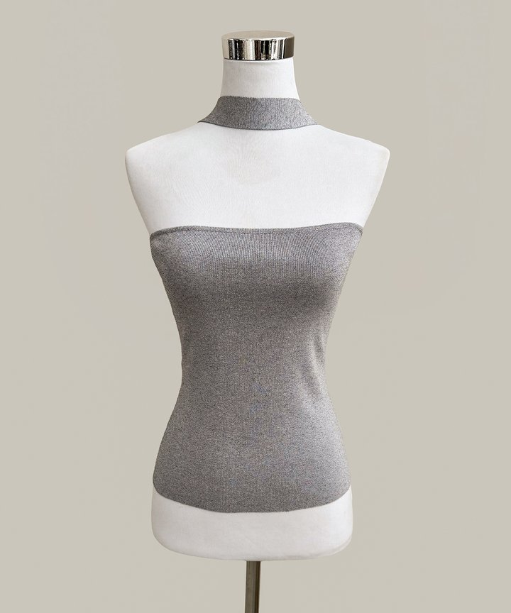 Kasia Knit Halter Top - Grey