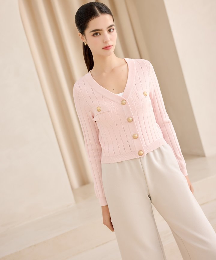 Martine Military Cardigan - Pink