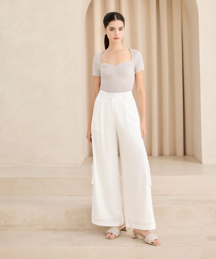 Perry Cap Sleeve Knit Top - Pebble