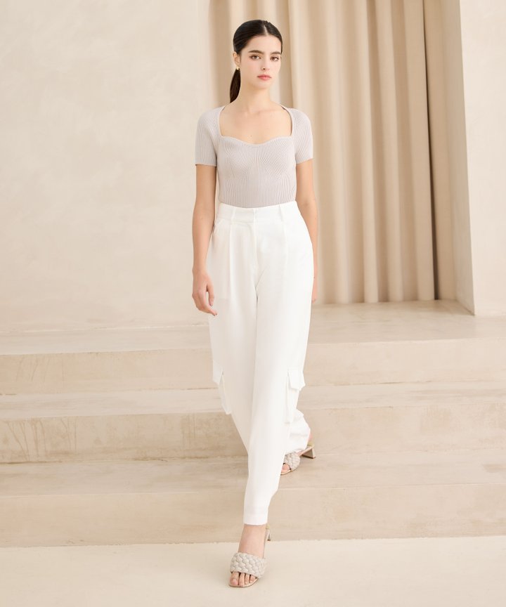 Perry Cap Sleeve Knit Top - Pebble