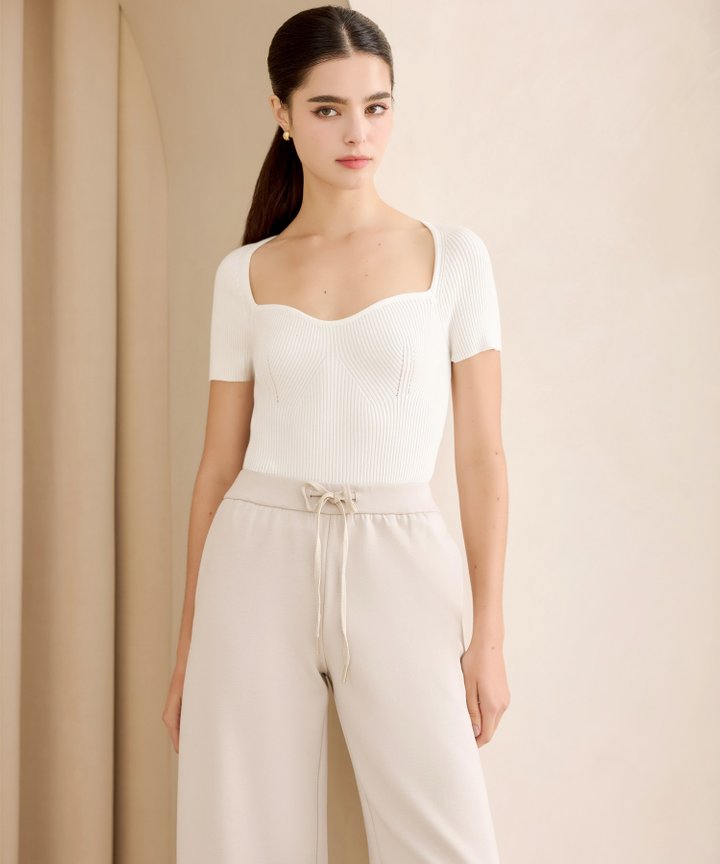 Perry Cap Sleeve Knit Top - White