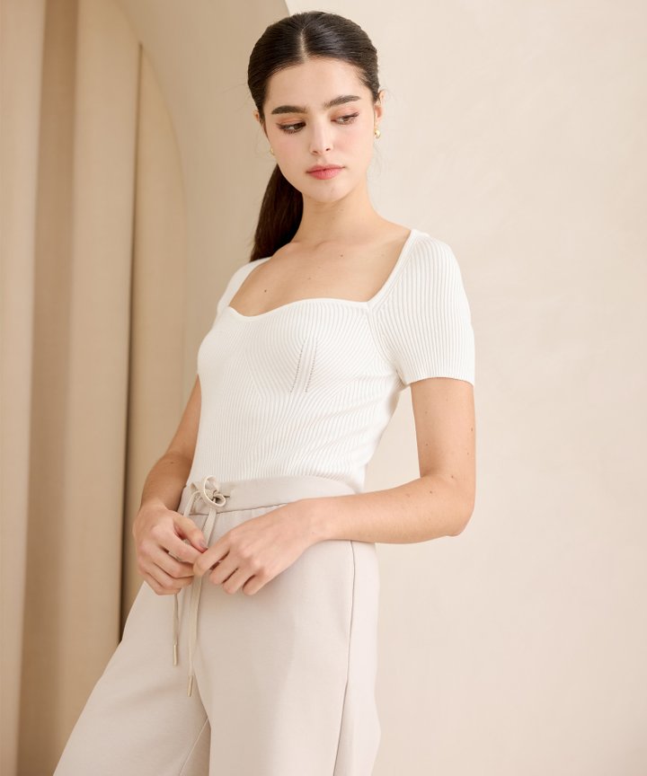 Perry Cap Sleeve Knit Top - White