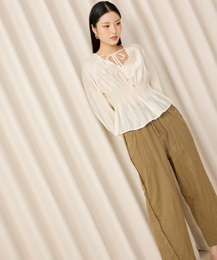 Adrienne Smocked Blouse - Ivory