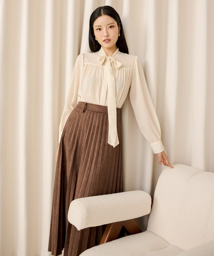 Bea Bow Blouse - Cream