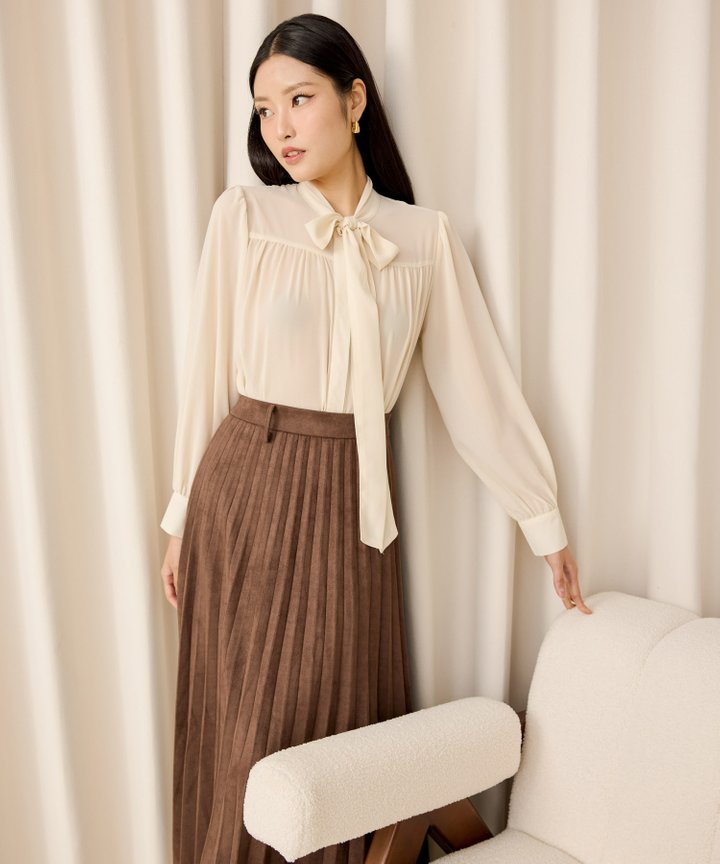 Bea Bow Blouse - Cream