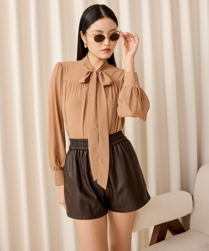 Bea Bow Blouse - Terracotta