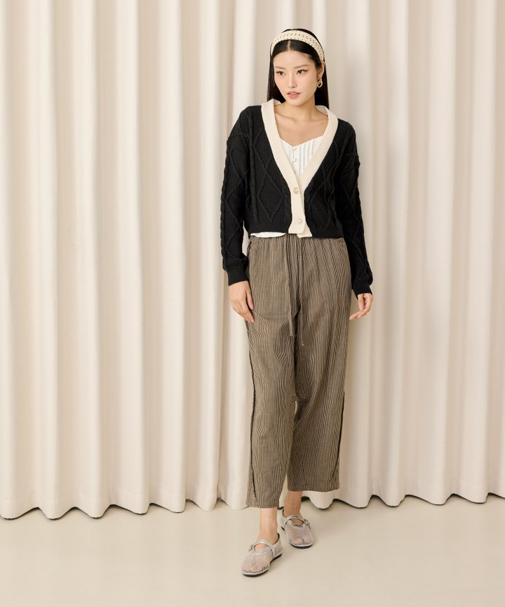 Courtney Cable Knit Cardigan - Black