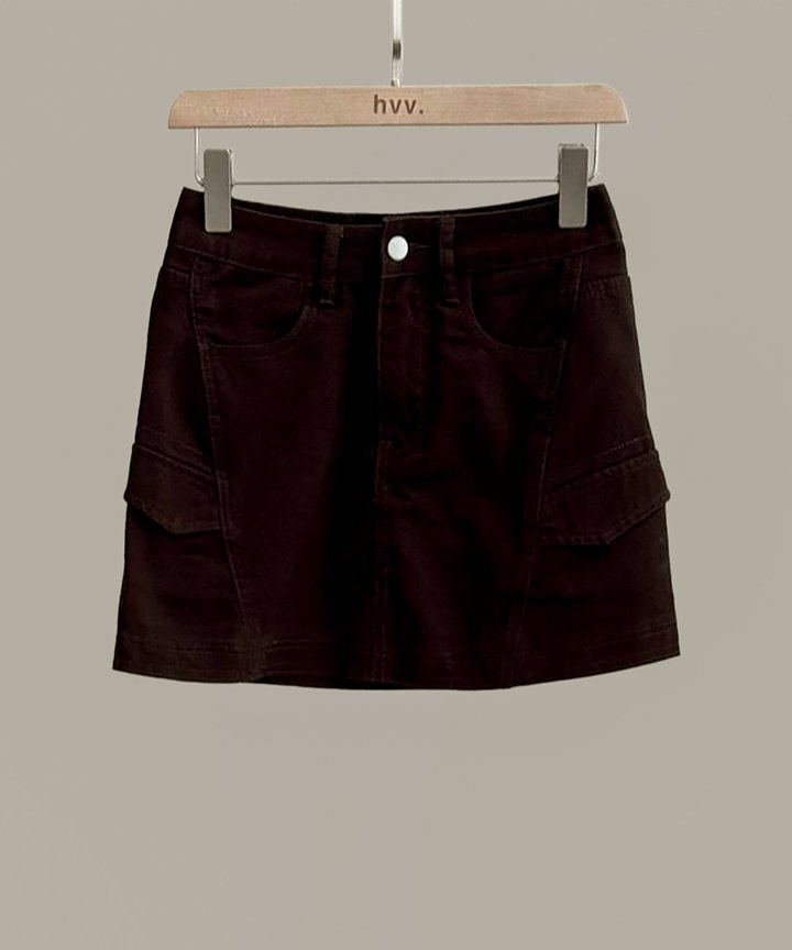 Dante Cargo Denim Skorts - Espresso