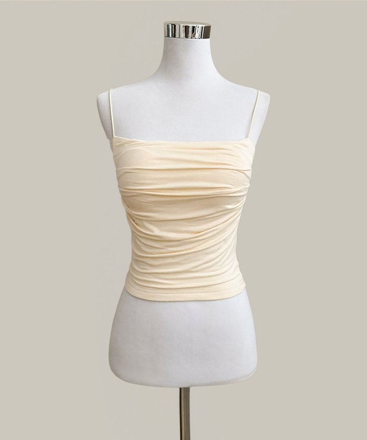 Estella Ruched Padded Tank - Cream