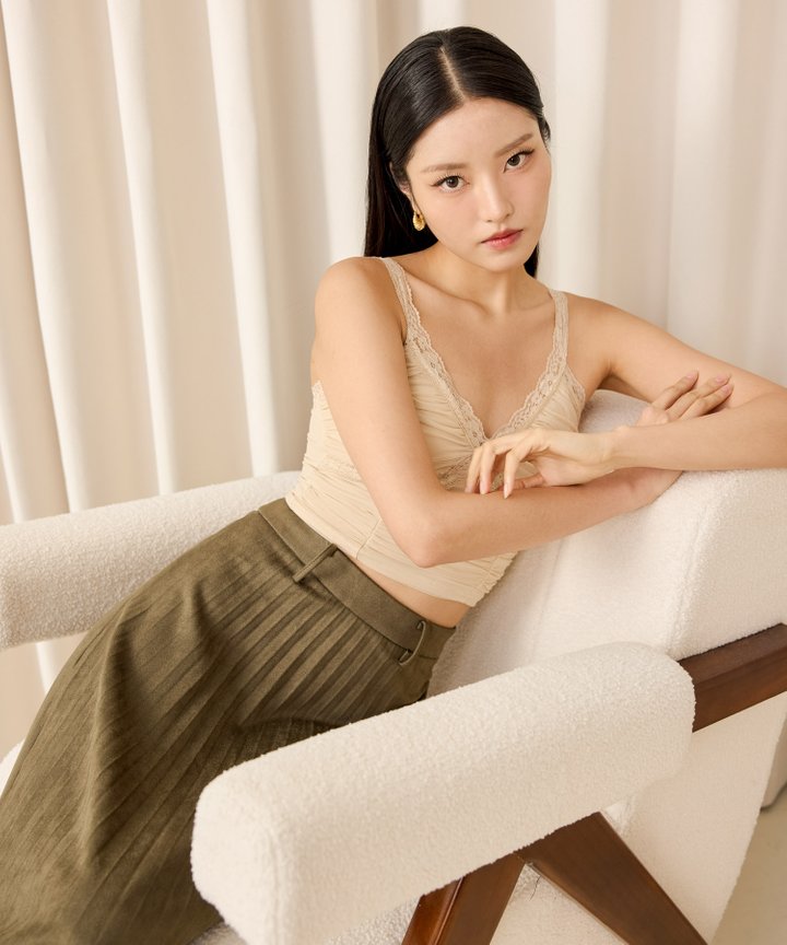 Lia Ruched Bustier - Crème