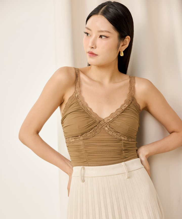 Lia Ruched Bustier - Latte