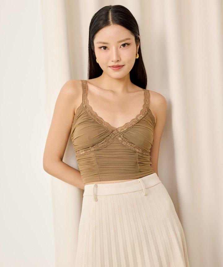 Lia Ruched Bustier - Latte