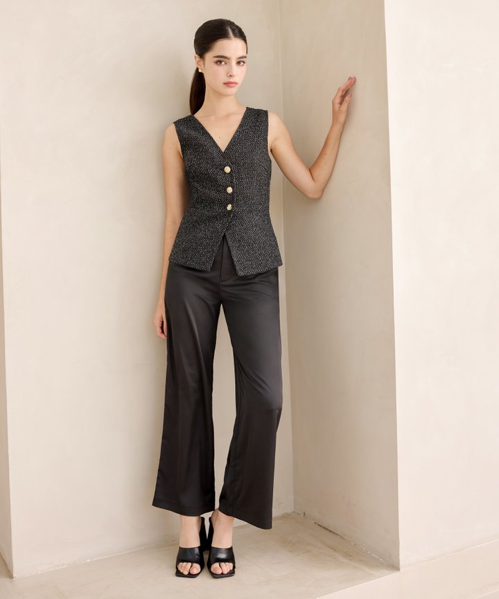 Lune Tweed Vest Top - Black