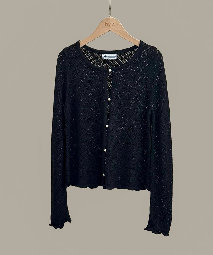 Maddi Pearl Button Cardigan - Black