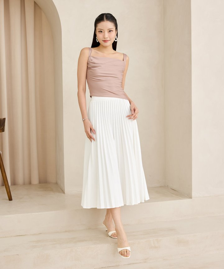 Athena Ruched Asymmetrical Top - Ice Dusk Pink