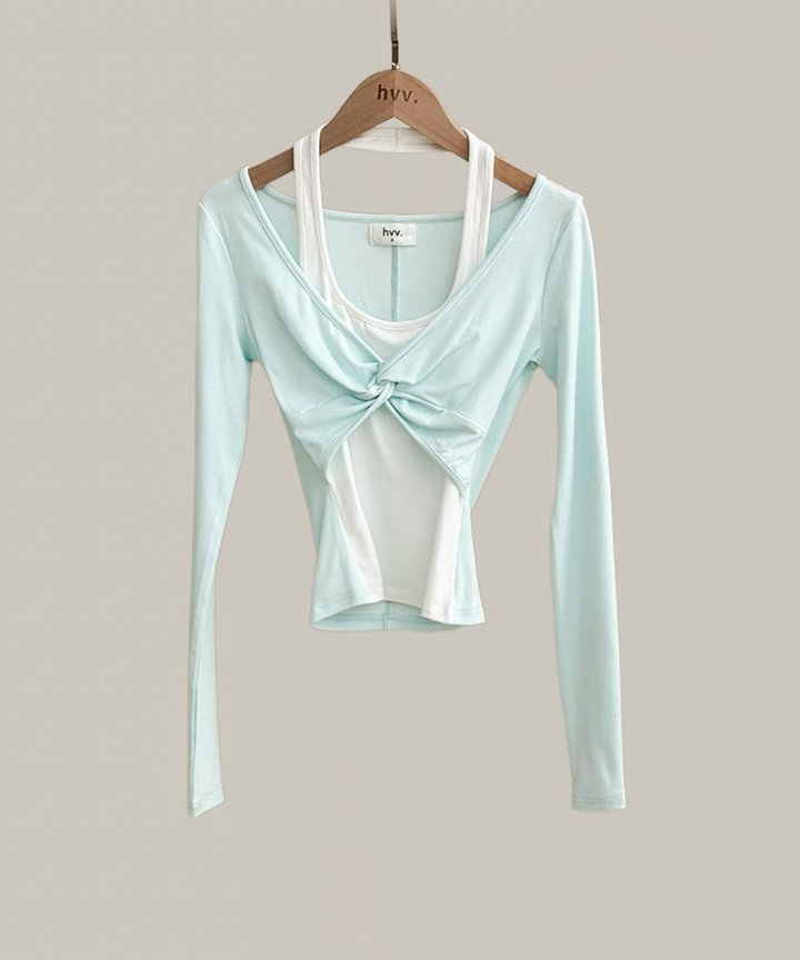 Carmella Overlay Top - Light Blue