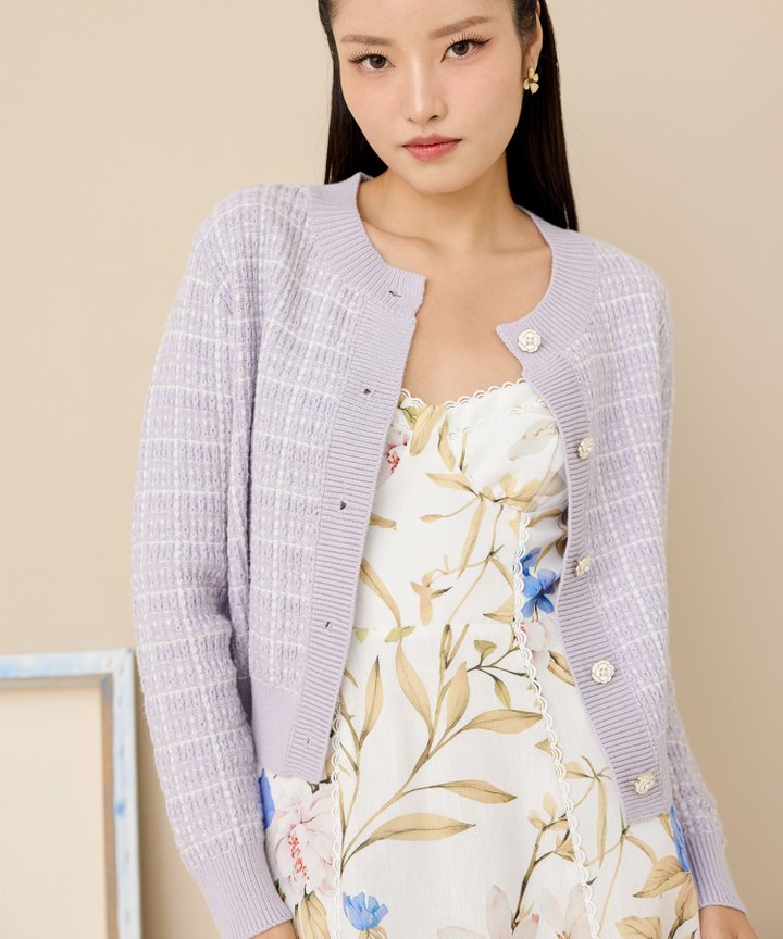 Coco Classic Knit Cardigan - Lilac