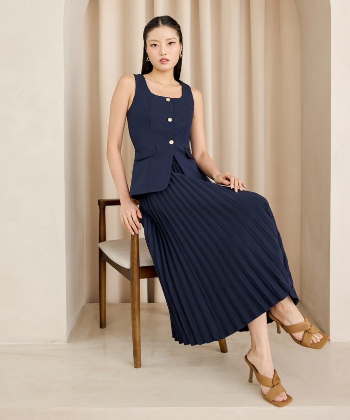 Darcy Peplum Top - Navy